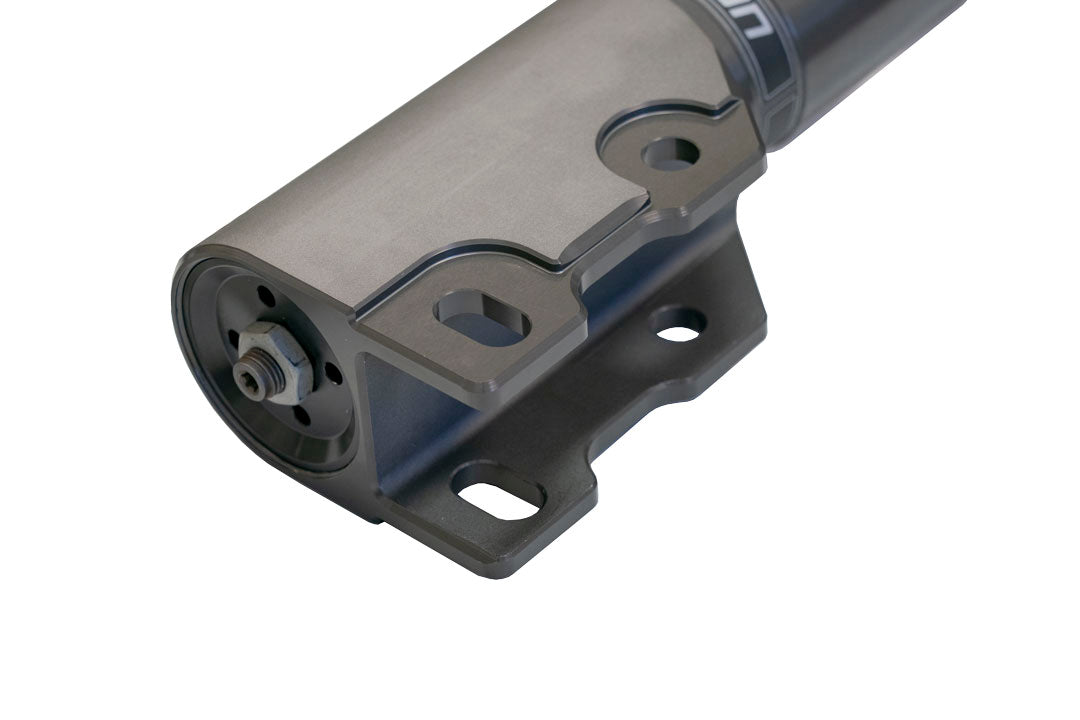Close-up of the FALCON 3.3 FAST ADJUST INVERTED RALLY STRUT for Sprinter 4x4 and AWD, showcasing its advanced aerospace-grade materials and innovative inverted damper design.