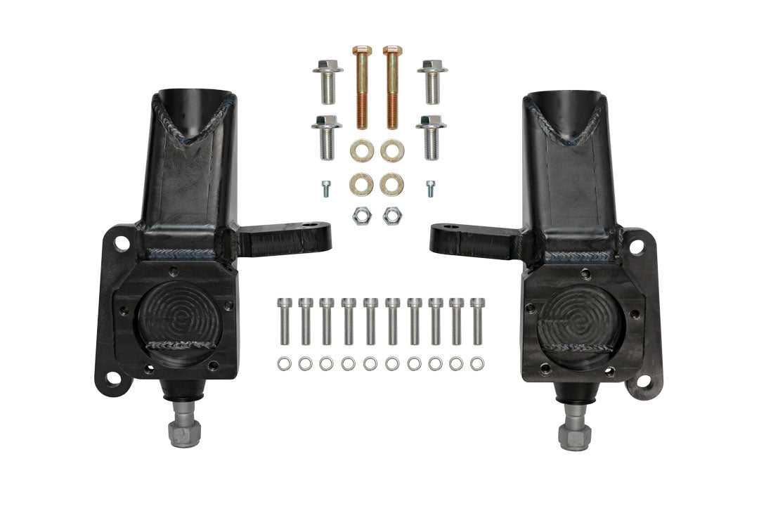 Complete 4 Lift Kit for Transit RWD by Van Compass, featuring black metal parts, bolts, and screws for increased clearance and tire fitment.
