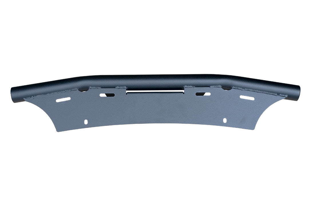 Front Step Light Bar for 2019+ Sprinter by Van Compass, showing a metal bumper with holes, designed for auxiliary lighting and preserving step functionality.