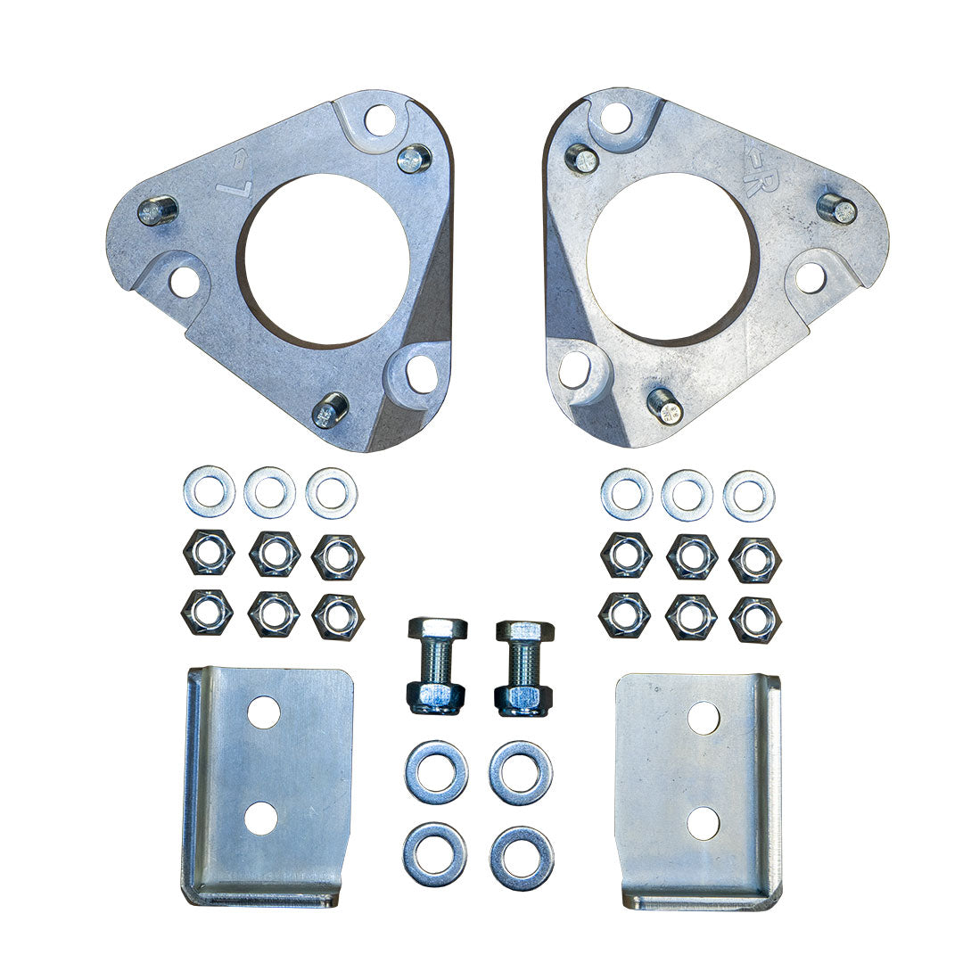 TOPO 2.0 Front Leveling Kit for Ford Transit (2013-present) by Van Compass, featuring metal parts including lift coils and strut spacers.