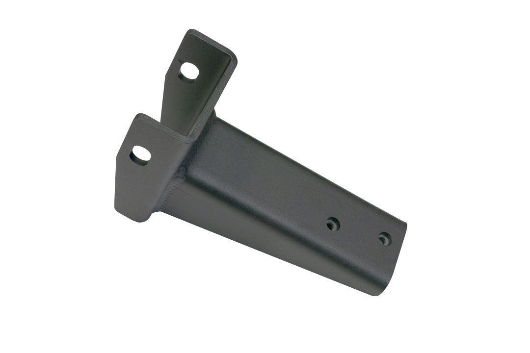 Black metal bracket with holes, designed as an over-run mount for 2015+ Sprinter 4x4, securing the leading edge of the engine skid plate on Sprinter 3500 models.