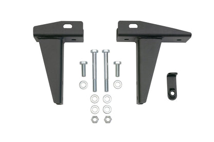 2015+ SPRINTER 4X4, OVER-RUN MOUNT: A black metal bracket with screws and bolts, used to secure the engine skid plate on Sprinter 3500 models.