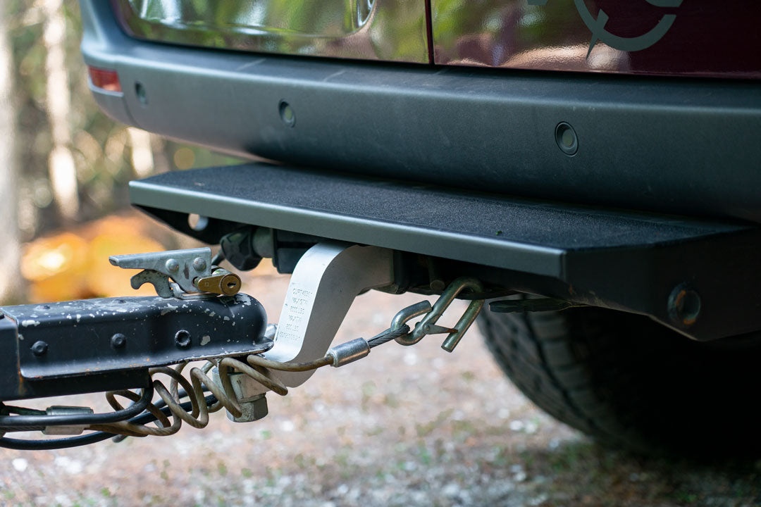 REAR MINI TUG STEP - SPRINTER (2019+) by VAN COMPASS, featuring a low profile step with tow hook, high strength steel, and anchor points for recovery.