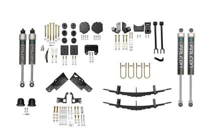 STAGE 5 SYSTEM, 2 LIFT - SPRINTER 4X4 (2015-2018 2500 ONLY) by VAN COMPASS, includes vehicle parts like shocks, brackets, bolts, and springs for improved ground clearance and stability.