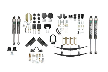 Stage 5 System, 2 Lift - Sprinter 4x4 (2019-2022 2500 only) by Van Compass: a set of vehicle lift components, including monotube shocks and metal parts.