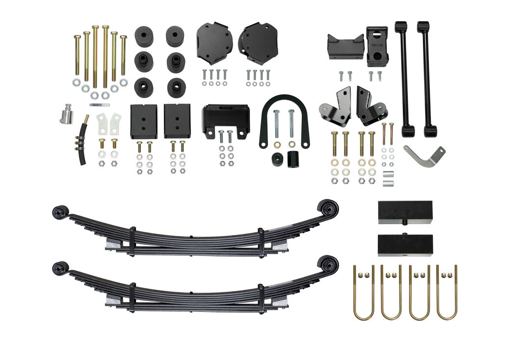 OPTI-RATE STRIKER 4X4 2 LIFT KIT (COMPLETE) - SPRINTER 4X4 (2015-2022 2500 SINGLE REAR WHEEL) components, including black cables, circular objects, and metal parts with nuts.