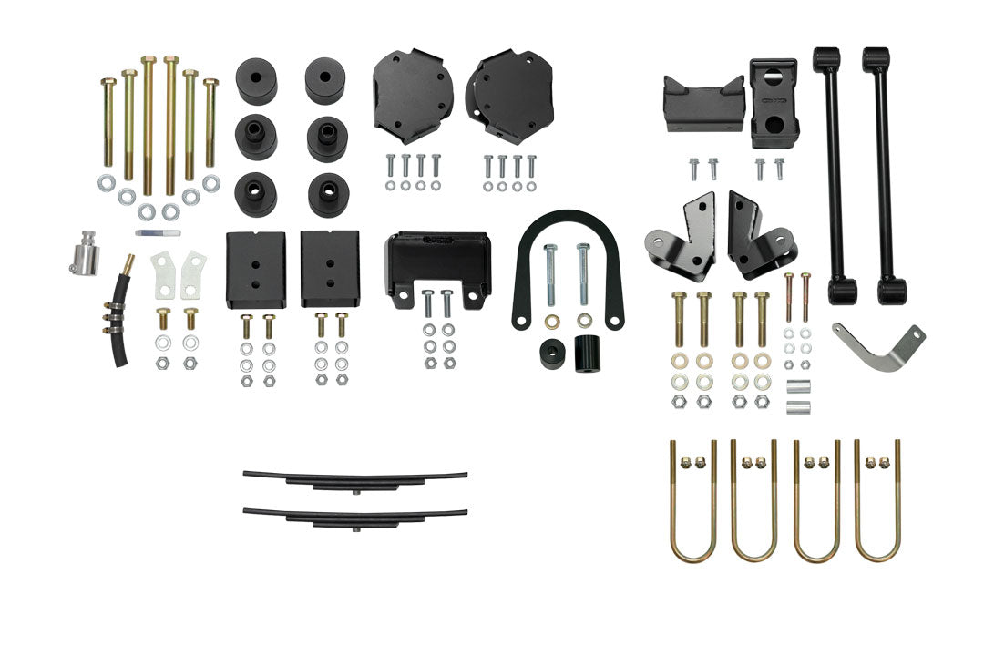 STRIKER 4X4 2 Lift Kit for Sprinter 4x4 (2015-2022) with metal parts for upgrading from 3/4.3 to 5/6.3, including front and rear lift components.