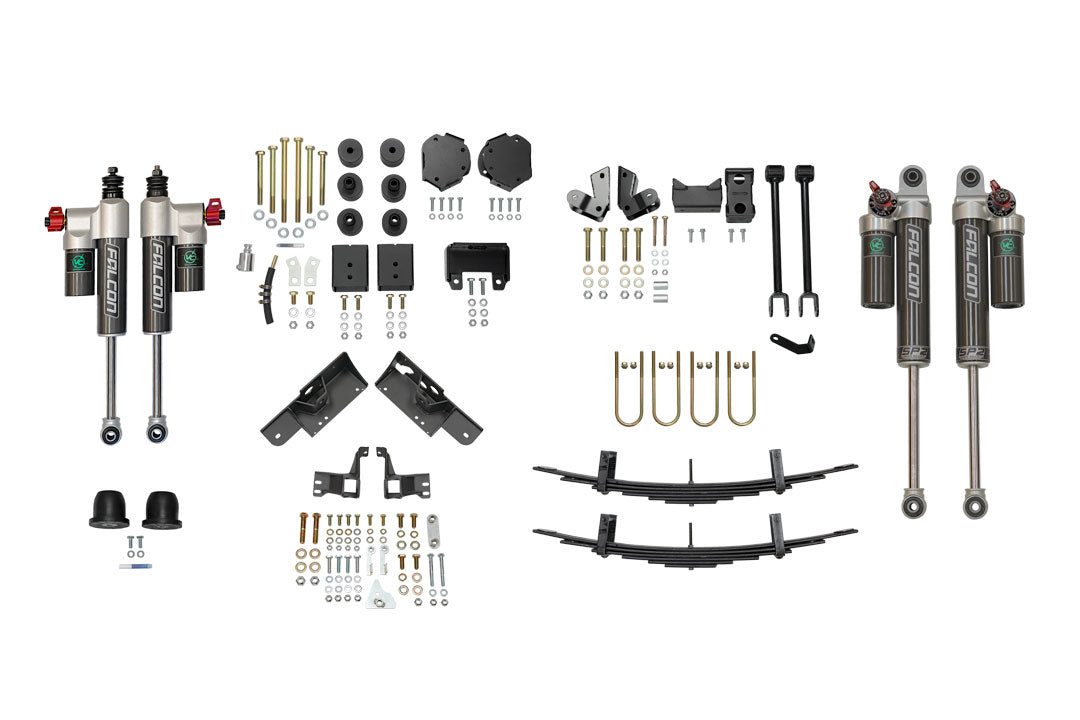 STAGE 6.3 SYSTEM, 2 LIFT - SPRINTER 4X4 (2015-2018 2500 ONLY) by VAN COMPASS; includes adjustable shocks, springs, bolts, and bumpers for enhanced vehicle stability and clearance.