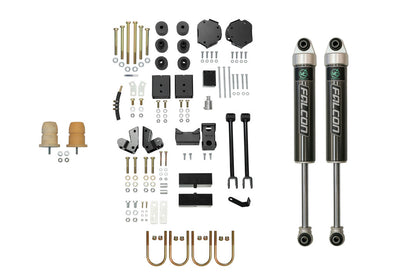 STAGE 4 SYSTEM, 2 LIFT - SPRINTER 2WD (2007-2018 2500) by VAN COMPASS, featuring black Falcon 2.1 Monotube Shocks and various vehicle parts for improved handling and clearance.