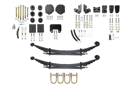 STRIKER 4X4 2 Lift Kit for Sprinter 4x4 (2015-2022 3500 Dual Rear Wheel) includes vehicle parts like suspension components, cables, and a replacement leaf spring pack.