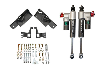 Pair of Falcon 3.3 Fast Adjust shock absorbers and parts for Sprinter 4x4 (2015+ 2500, 3500) by Van Compass.