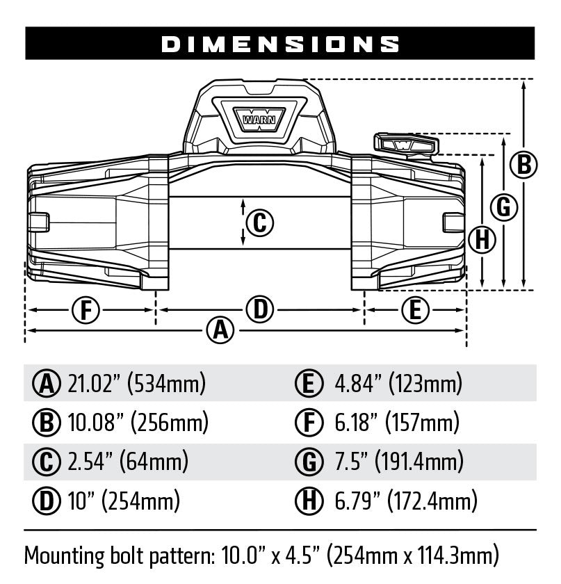 Diagram of the WARN VR EVO 12S - 12,000LB WINCH, showcasing its tactical styling, waterproof construction, and key components for heavy-duty van applications.