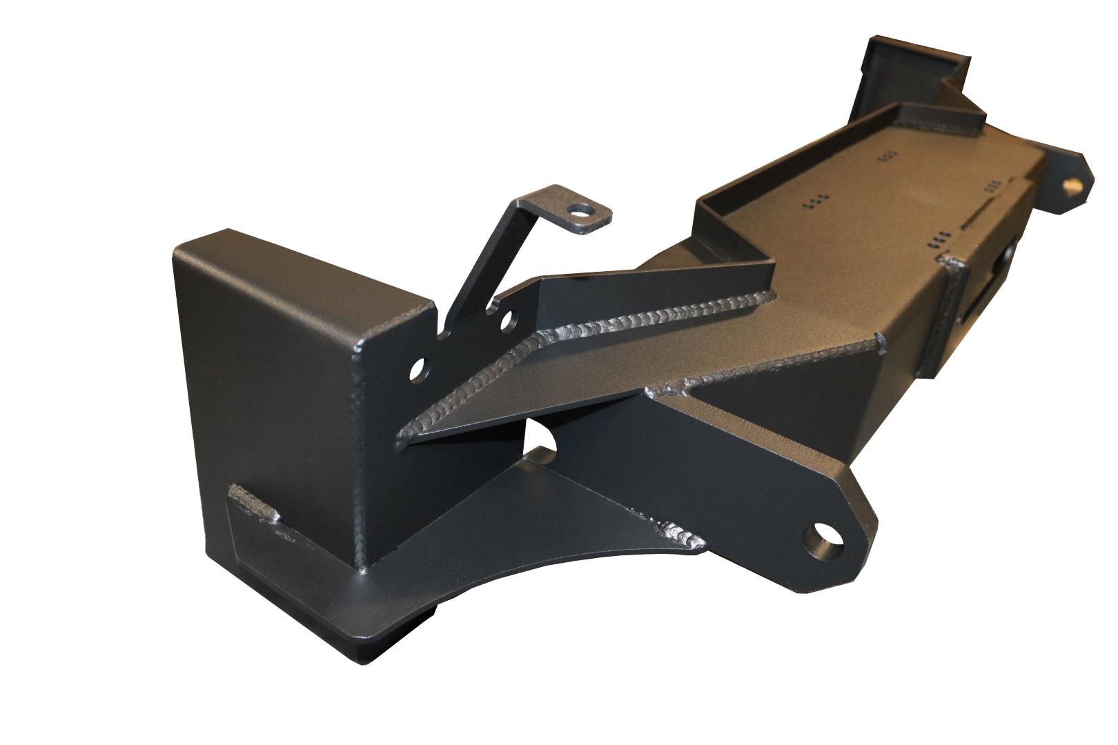 Close-up of the Hidden Winch Mount - 2013-2022 RAM Promaster by Van Compass, showcasing the high-strength steel construction and 3/4 D-ring shackle anchor points.